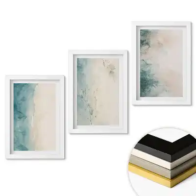 Triptych v rámu Abstraktní akvarely v jemných barvách
