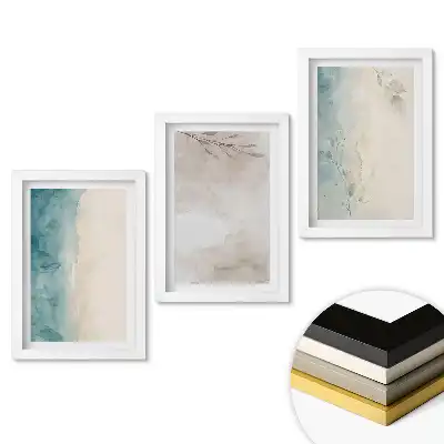 Triptych v rámu Abstraktní akvarely v jemných barvách