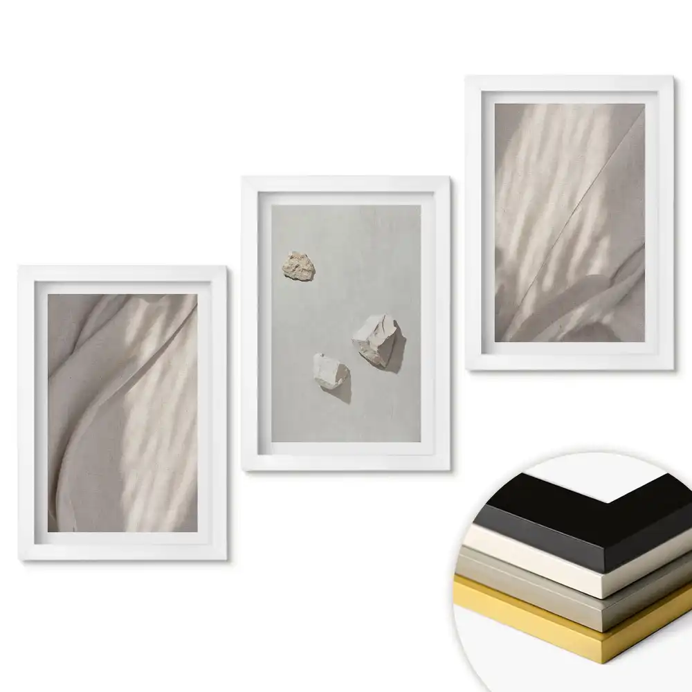 Triptych v rámu Minimalistické kompozice s přírodními prvky