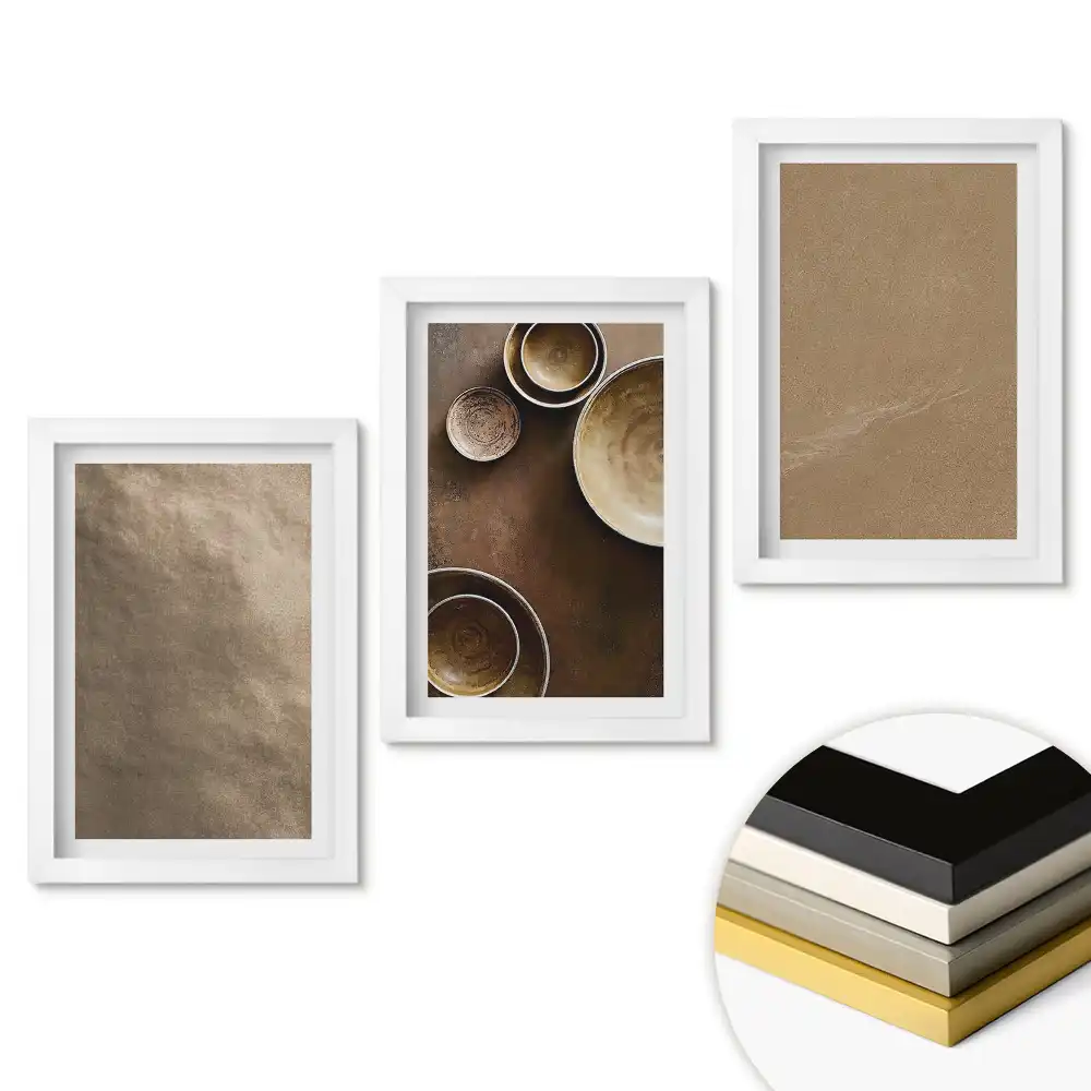 Triptych v rámu Minimalistické kompozice v neutrálních odstínech
