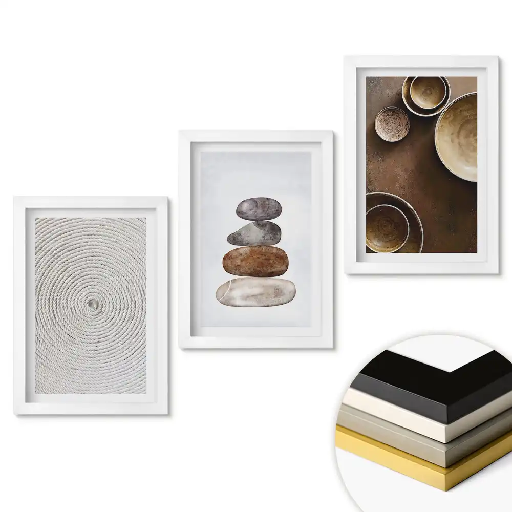 Triptych v rámu Harmonie přírody v minimalistickém stylu