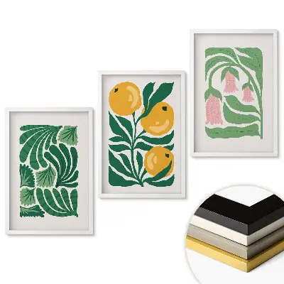 Triptych Ovocné inspirace v rámu v zelené barvě