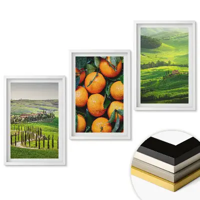 Triptych v rámu Zelené kopce a šťavnaté pomeranče
