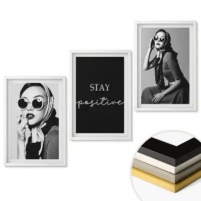 Set obrazů do obýváku Stylové inspirace v monochromatickém provedení
