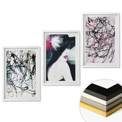 Triptych v rámu Výraz v černé a bílé