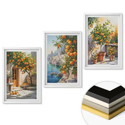 Triptych v rámu Ovoce v malebném prostředí Středomoří