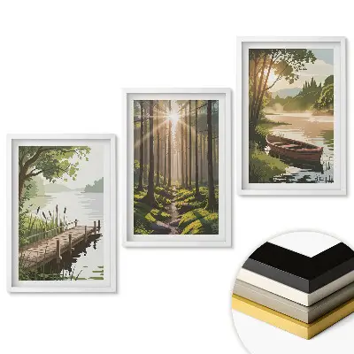 Triptych v rámu Klid přírody u vody