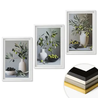 Triptych v rámu Olivová inspirace v minimalistickém stylu