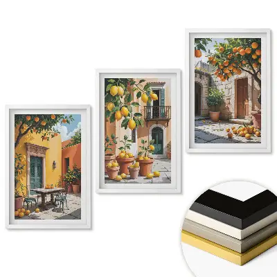 Triptych v rámu Barevné ovoce v okouzlujících uličkách