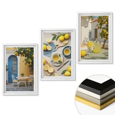 Triptych v rámu Citronová inspirace ve slunečném stylu