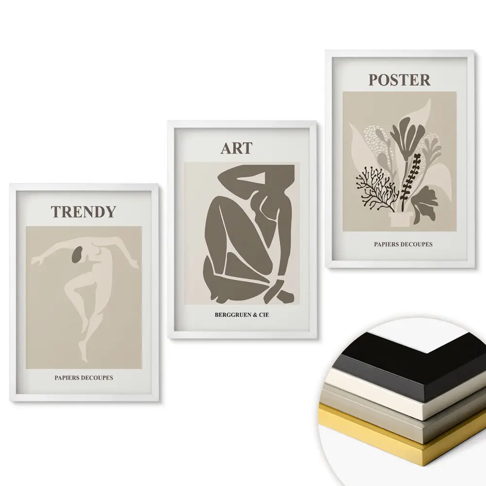 Triptych v rámu Moderní grafika v tlumených barvách