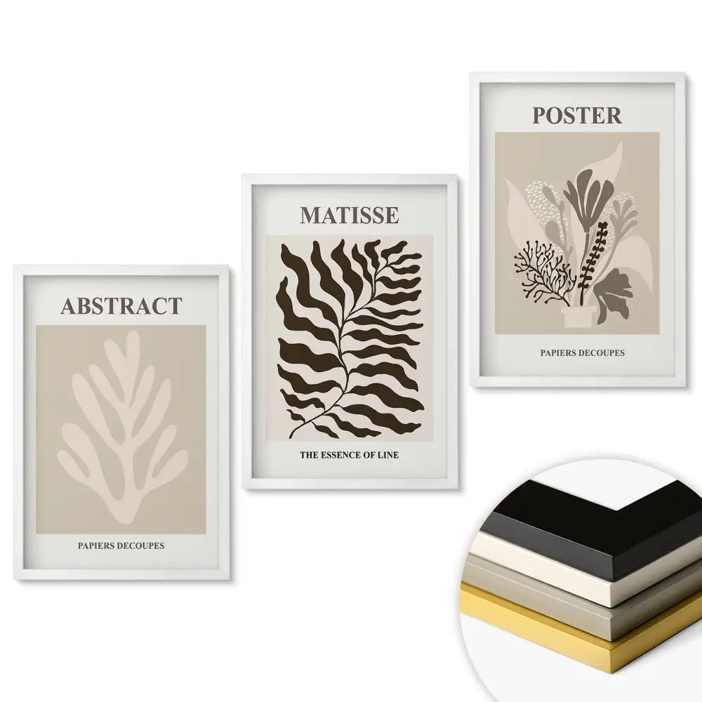 Triptych v rámu Moderní grafika v tlumených barvách