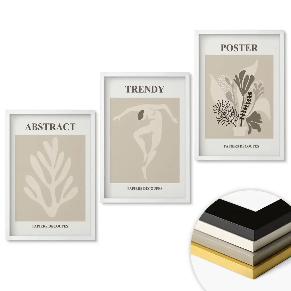 Triptych v rámu Moderní grafika v tlumených barvách