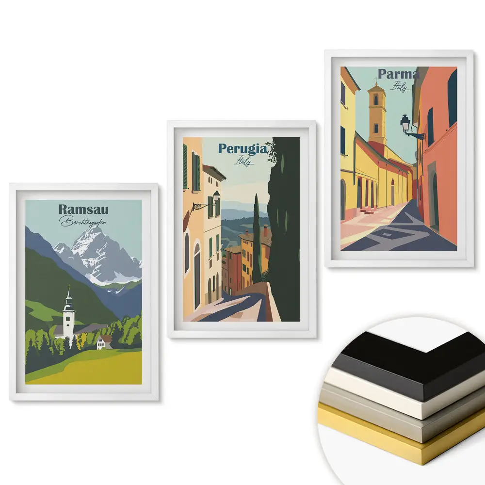 Triptych v rámu Malebná města Evropy v grafice