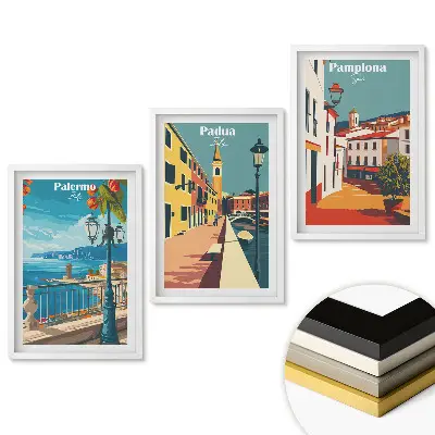 Triptych v rámu Evropská města v barevné grafice