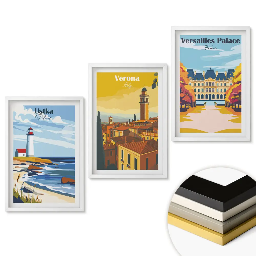 Triptych v rámu Magická místa Evropy v ilustracích