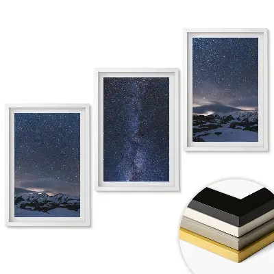 Set obrazů do obývacího pokoje Noční obloha nad horskou krajinou