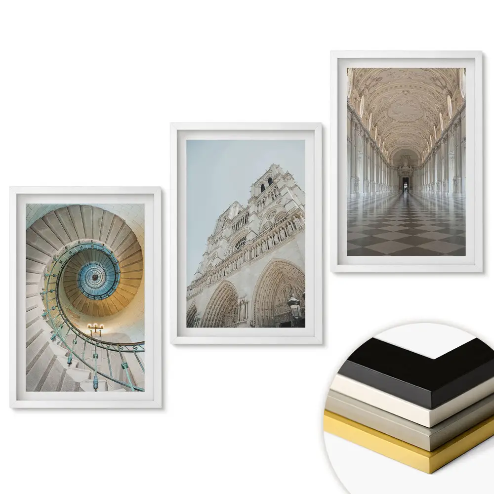 Triptych Architektura a interiérová krása v rámu