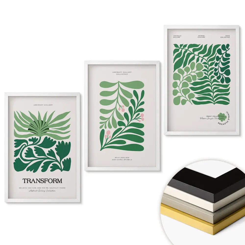 Triptych v rámu Zelená harmonie v rostlinném umění