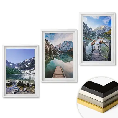 Triptych v rámu Malebná horská krajina a jezera