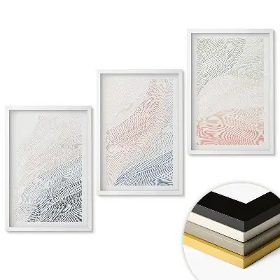 Triptych v rámu Abstraktní vlny v jemných barvách