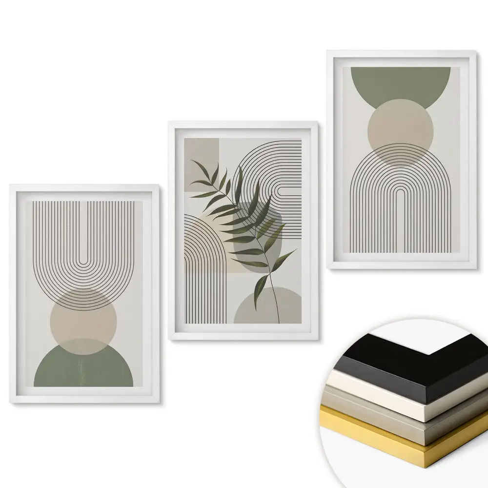 Triptych v rámu Abstraktní kompozice s vegetací