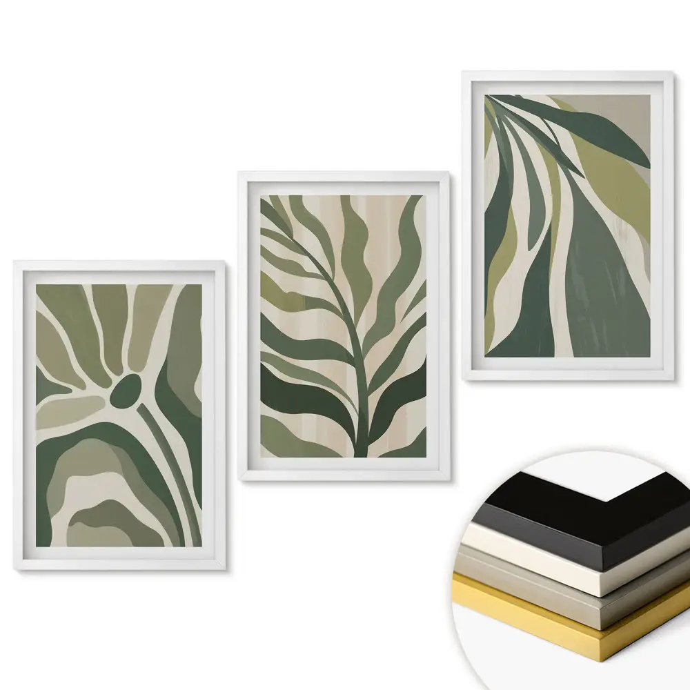 Triptych v rámu Zelená harmonie v abstraktním umění