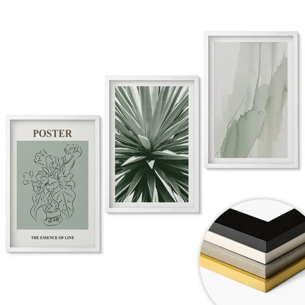 Triptych v rámu Moderní grafika v tlumených barvách