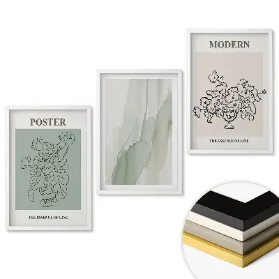 Sada obrazů do obývacího pokoje s minimalistickou grafikou pro moderní interiéry