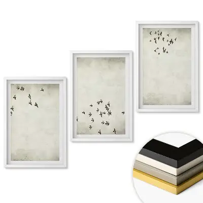 Triptych v rámu Ptáci v letu proti obloze