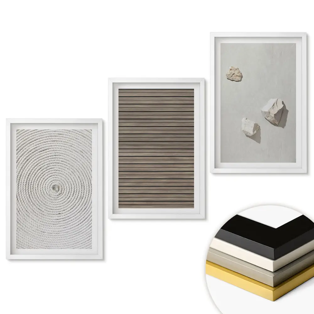 Triptych v rámu Textury a tvary v minimalistickém stylu