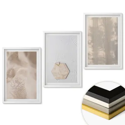 Minimalistický triptych v rámu v neutrálních barvách