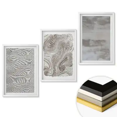 Triptych v rámu Abstraktní vzory v odstínech šedé