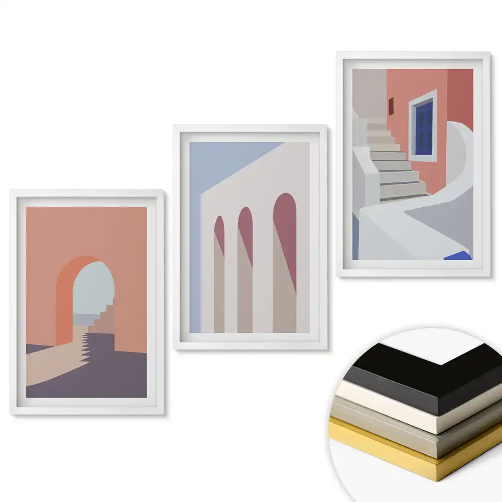 Triptych v rámu Abstraktní architektonické barevné kompozice
