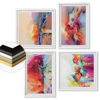 Sada 4 obrazů v rámu Barvy a abstrakce v harmonii