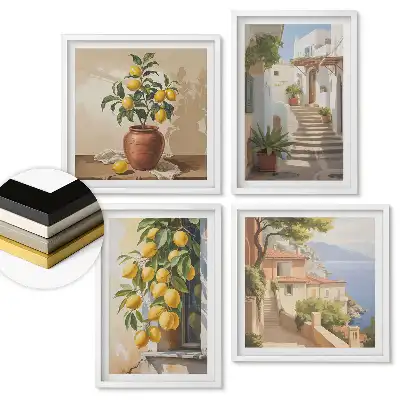 Sada obrazů v rámu Citronová inspirace v malířství a architektuře
