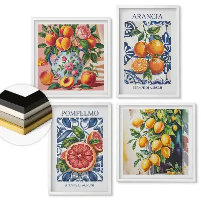 Sada obrazů v rámu Ovocná inspirace v barvě agrumi