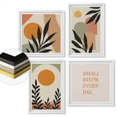 Sada 4 obrazů v rámu Každodenní inspirace v minimalistickém stylu