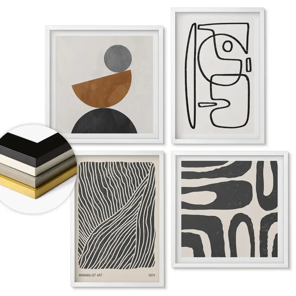 Sada obrazů v rámu Moderní formy v minimalistickém stylu