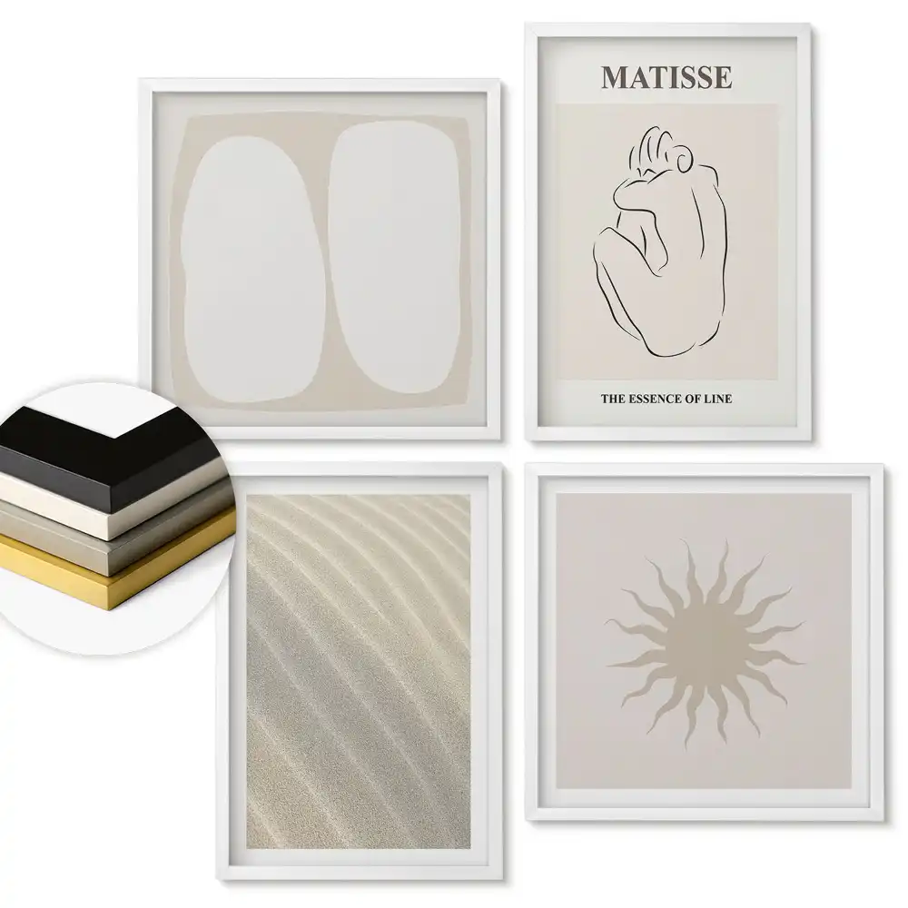 Sada 4 obrazů v rámu Minimalistická kolekce nástěnného umění