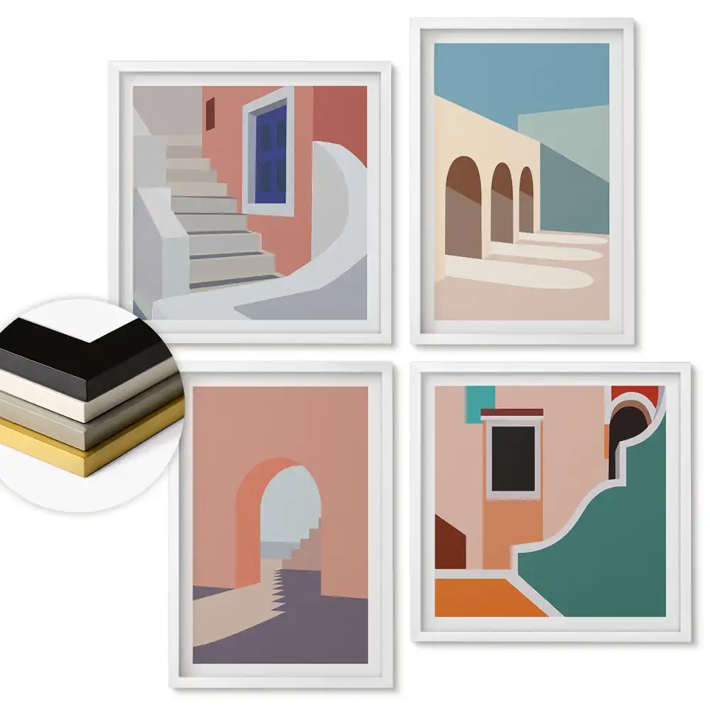 Sada obrazů v rámu Barvy architektury v minimalistickém stylu
