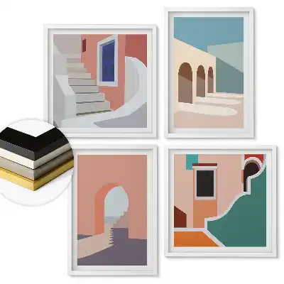 Sada obrazů v rámu Barvy architektury v minimalistickém stylu