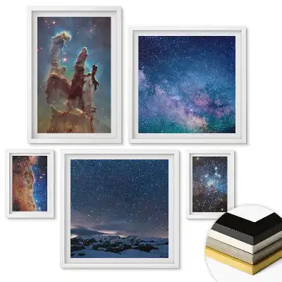 Sada 5 obrazů v rámu Kosmická krása Galaxie a mlhoviny