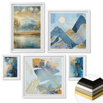 Nástěnná galerie Abstraktní krajiny v odstínech modré