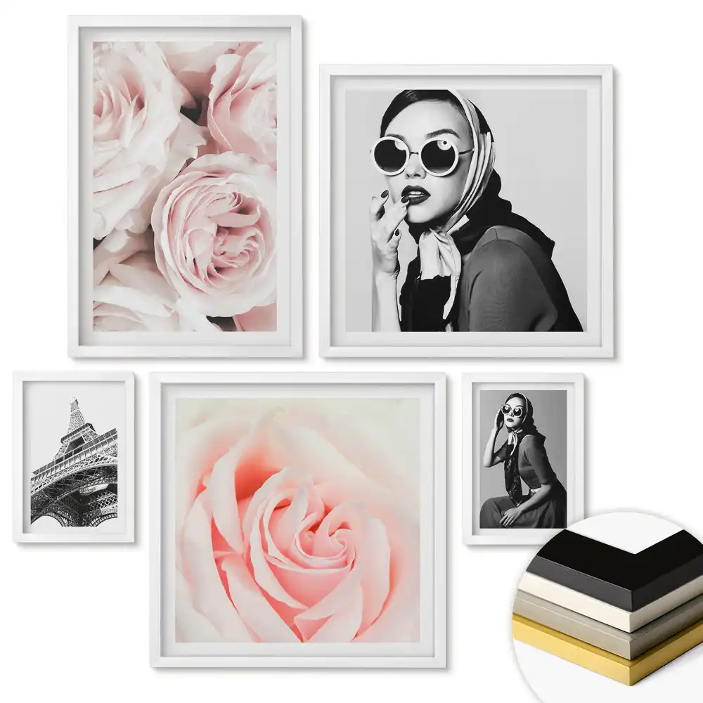 Sada 5 obrazů v rámu Elegance a květinová inspirace v umění