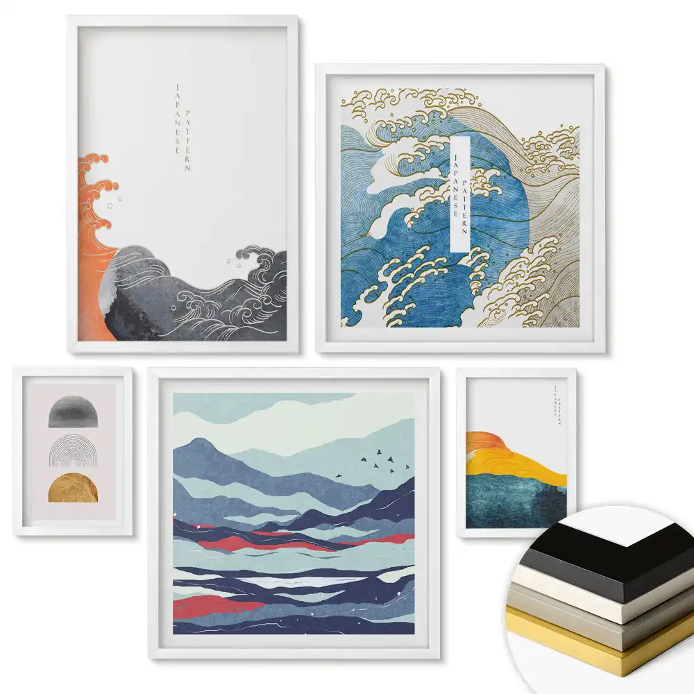 Nástěnná galerie Zlaté květiny v moderním stylu