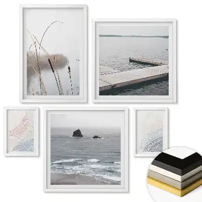 Sada 5 obrazů v rámu Vlny barev v minimalistickém stylu