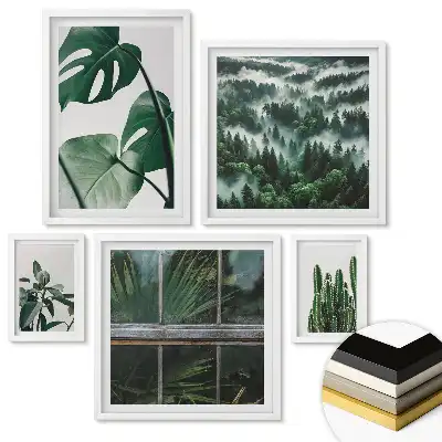 Nástěnná galerie Zelená harmonie v minimalistickém stylu