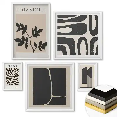 Nástěnná galerie moderní grafiky v botanickém stylu