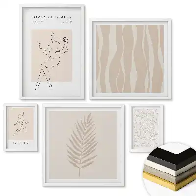 Sada 5 obrazů v rámu Elegance v minimalistickém stylu